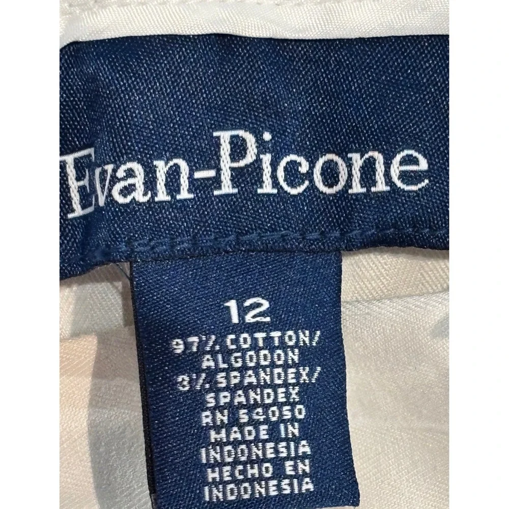 Evan-Picone Womens White‎ Stretch Wide Leg Dress Pants Trousers Size 12 Cotton